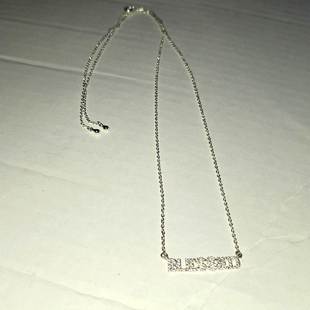Silver "Blessed" necklace